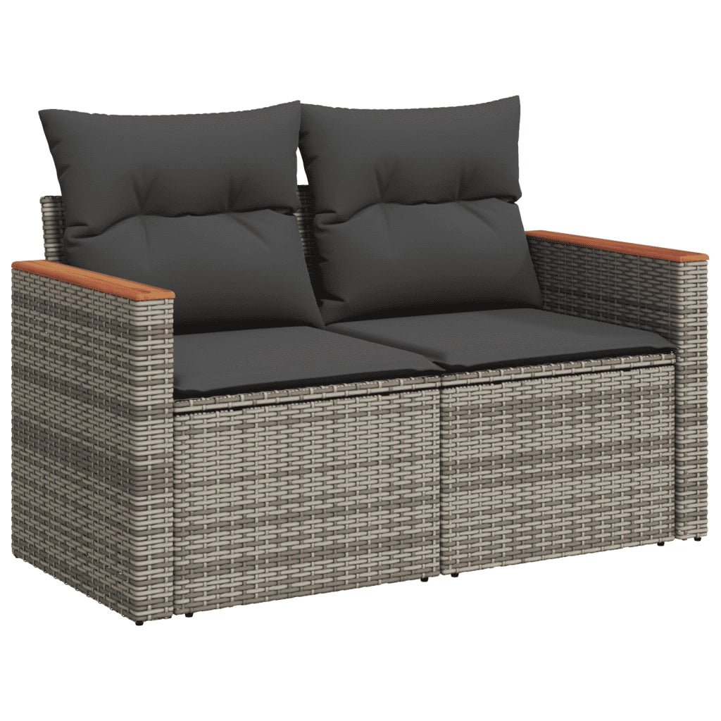 Set Divano da Giardino 8 pz con Cuscini Grigio in Polyrattan 3276056