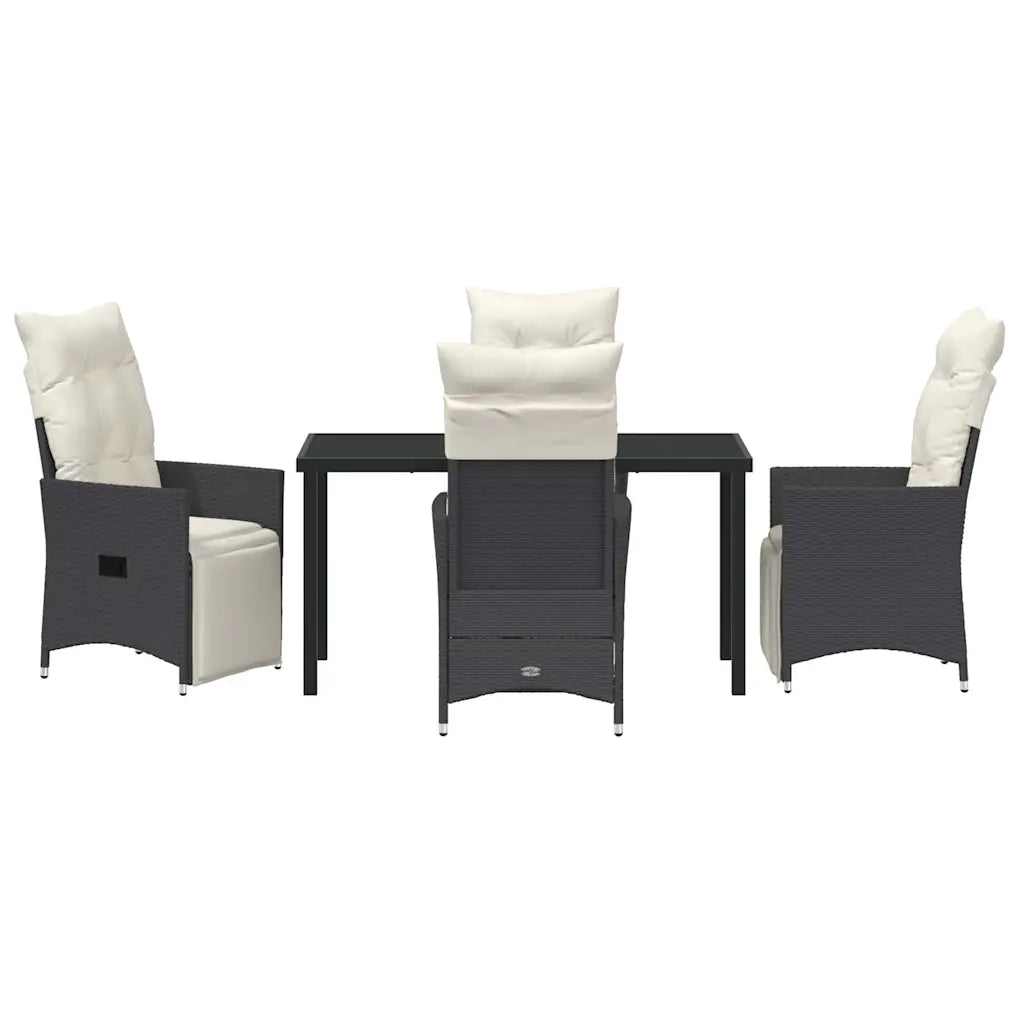 Set da Pranzo per Giardino con cuscino 5 pcs Nero polyrattan
