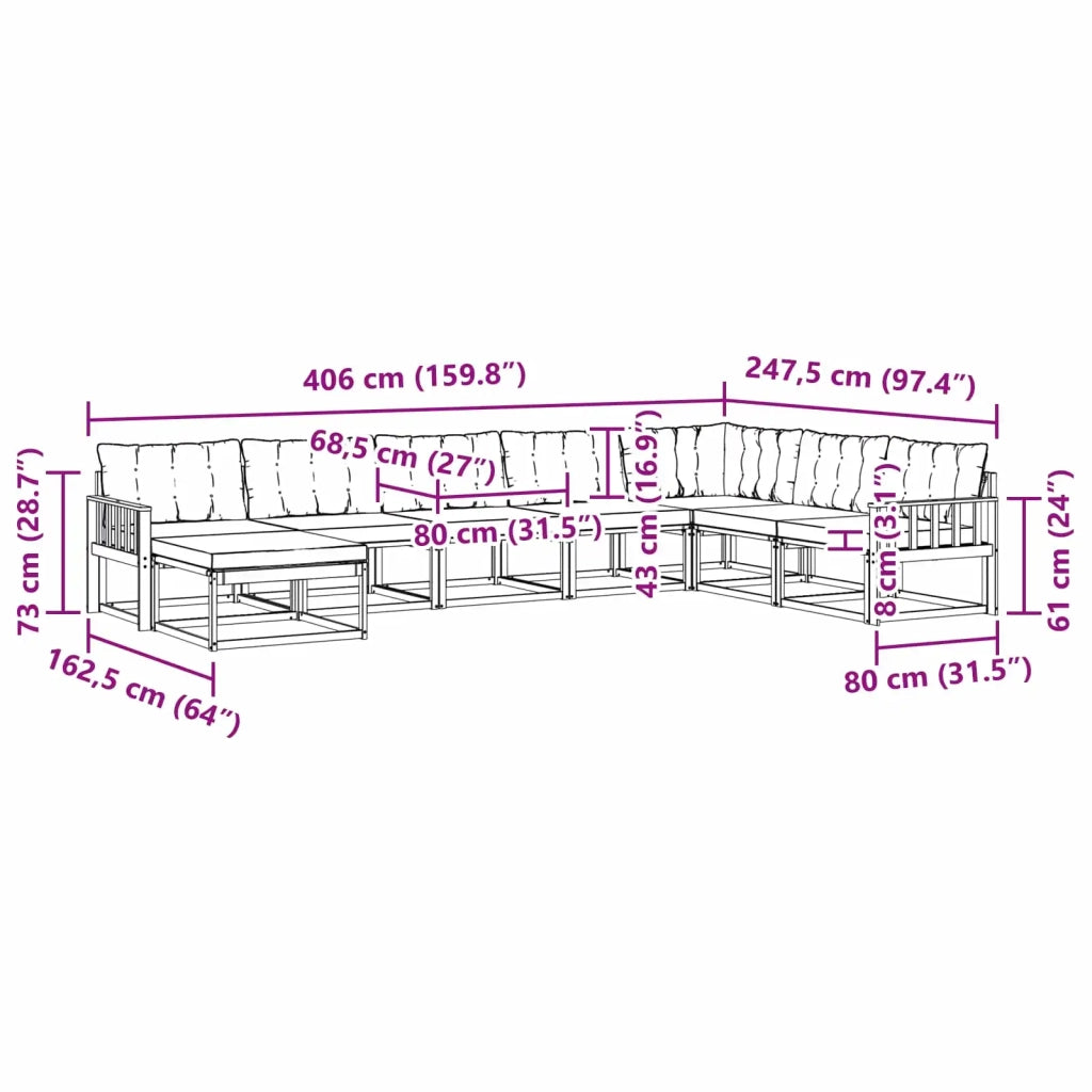 Set di divani da esterno 8 pcs Bianco e Grigio Chiaro 3388969