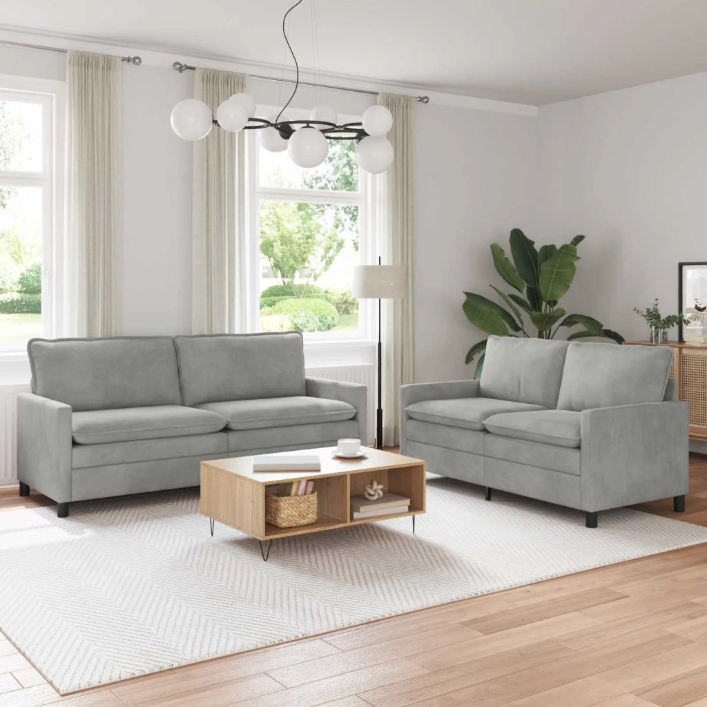 Set di divani 2 pcs Grigio Chiaro Velluto