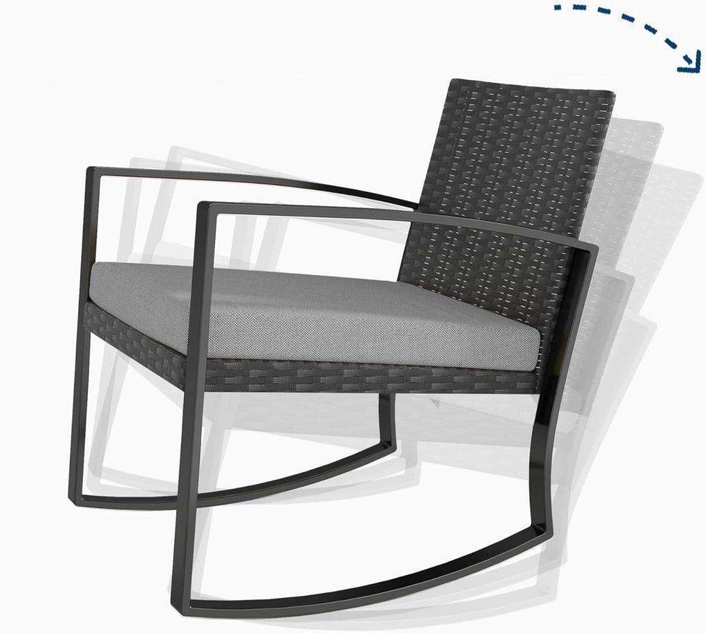 Set di Mobili da Balcone,Set Tavolino e Sedie da Giardino,Set di Mobili da Giardino in Rattan,2 Sedie da Esterno e 1 Tavolino,per Giardino Cortile Piscina (Grigio)
