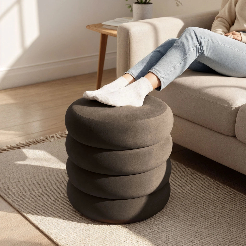 Pouf contenitore cilindrico in velluto 42 cm SNUGGO Bronzo