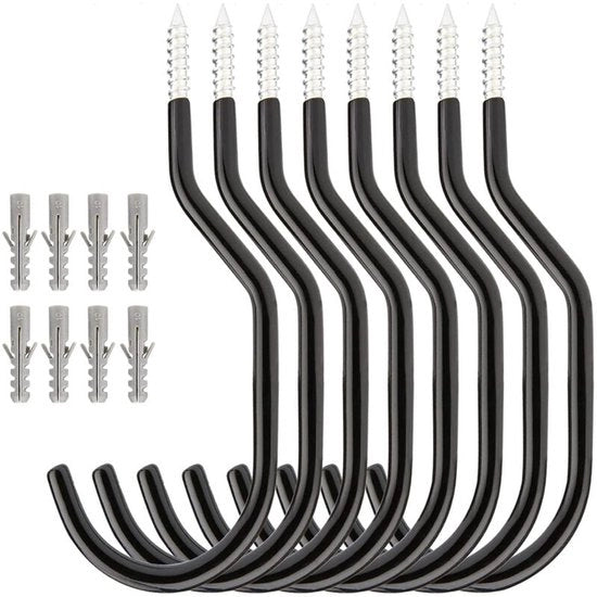 Haken a viti - 8 pezzi - 15,6 cm - Alta resistenza al carico - Hanger con fissaggio a vite - Appoggio per abiti - Appoggio per parete - per legno e pietra