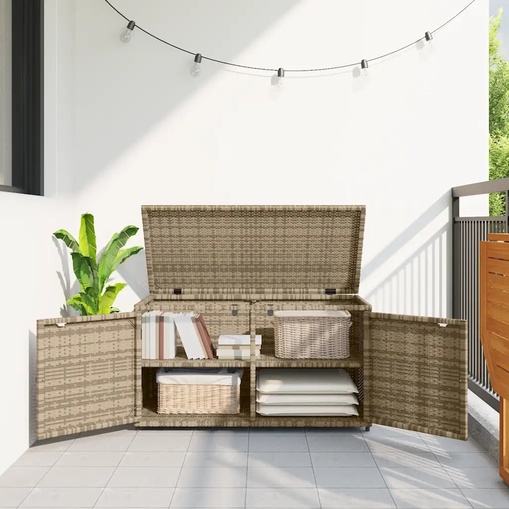 Armadietto Portaoggetti Giardino Beige 110x55x60,5cm Polyrattancod mxl 110518