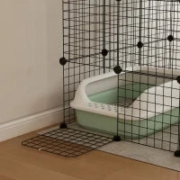 Gabbia per Gatti Modulabile a 4 Livelli con Piattaforme, Rampe e 5 Porte, in Acciaio e PP, 105x105x140 cm, Nero