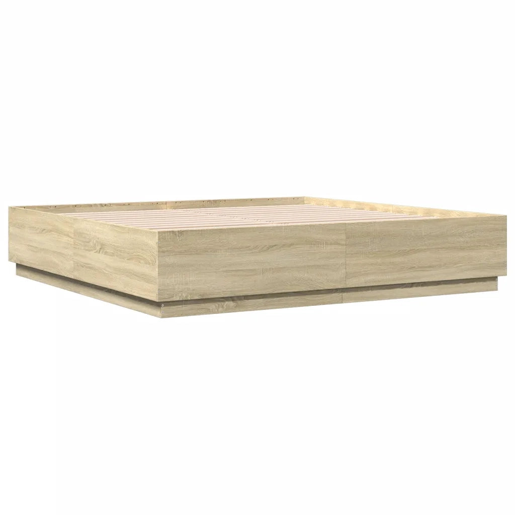 Giroletto Cassetti Luci LED Sonoma 200x200 cm Legno Multistrato 3209585