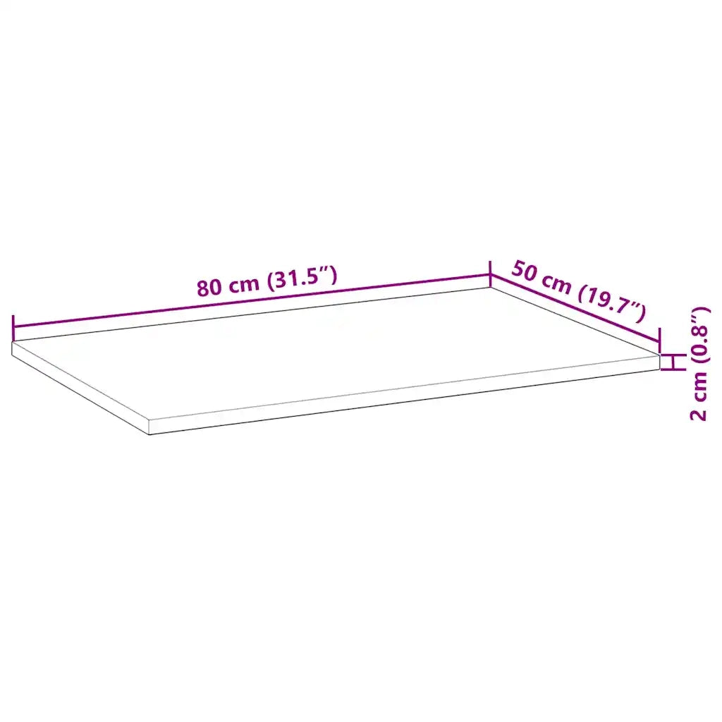 vidaXL Piano Tavolo Rettangolare 80x50x2cm in Legno Massello di Acacia