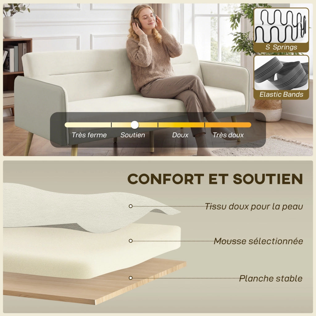 Divano letto 3 posti clic clac ¨C zephmum ¨C 185x84x83 cm beige