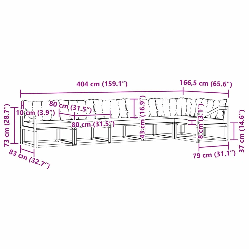 Set di divani da esterno con cuscino 6 pcs Bianco e Beige