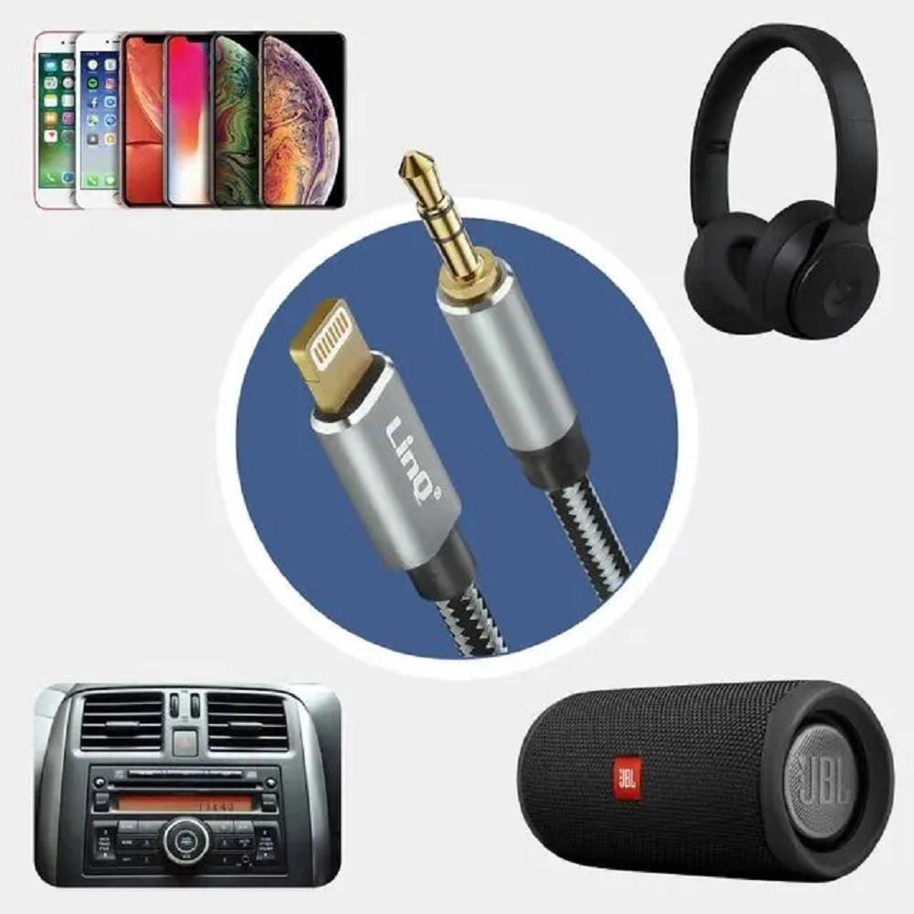 Trade Shop - Cavo Audio Iphone Da Lightning A Jack Maschio Da 3,5 Mm Intrecciato 1,5 Mt A3522 -