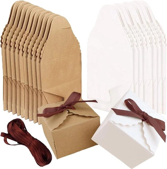 30 Scatole di Regalo Quadrata con Coperchi - Imballaggi di Regalo in Cartone per Matrimonio e Compleanno - Borse di Regalo in Papier per Festa di Natale.