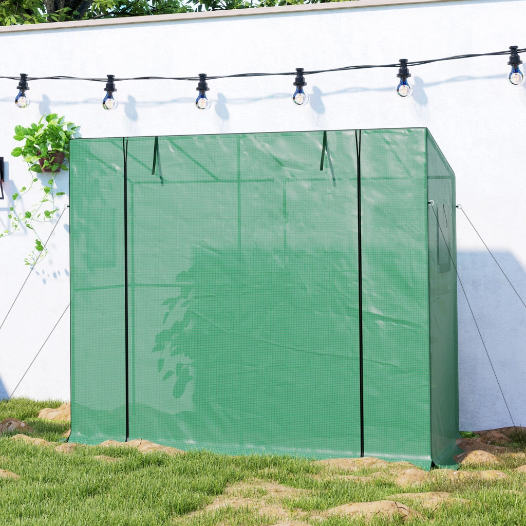 Serra da giardino annessa con porta a rulli e finestre a rete ¨C zephmum ¨C verde