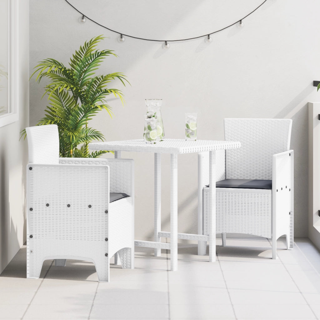 Sedie da giardino con cuscini 2 pz Bianco Polyrattan