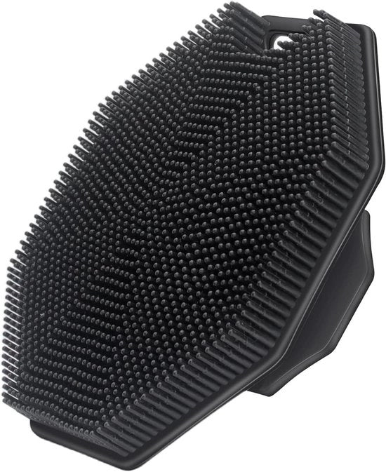 Badborstels in Silicone con Grilletto [Esfoliazione e Massaggio Leggera] per Adulti e Bambini - Ideali per Tutti i Tipi di Pelle (Nero)