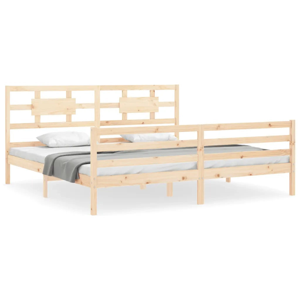 Giroletto con Testiera-Struttura Letto con testiera 200x200 cm in Legno Massello 119400