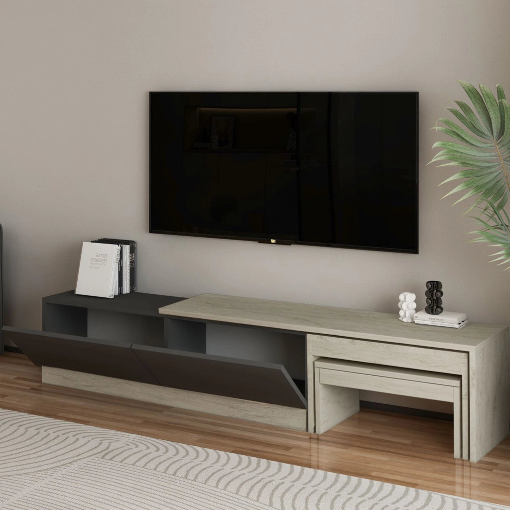 Porta TV in legno "Nest" - 180 x 30 x 36 cm - Grigio antracite