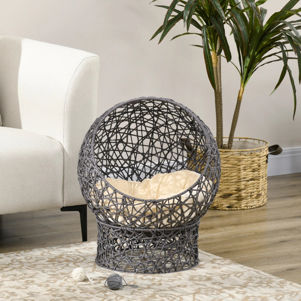 Casetta per gatti con cuscino ¨C zephmum ¨C crema e marrone 50x50x60