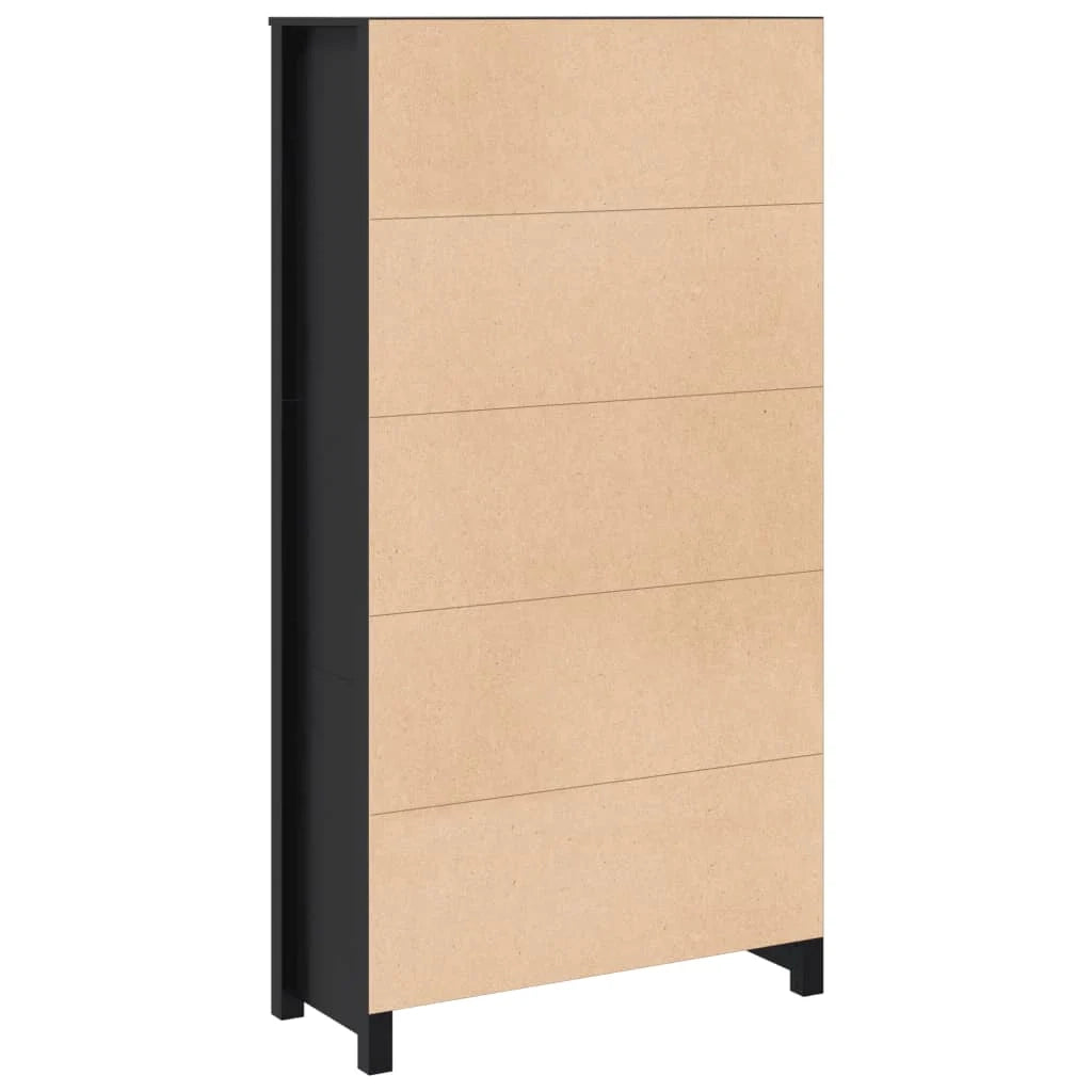 Buffet credenza cassettiera armadio mobile contenitore organizer cucina soggiorno salotto alto 80 x 35 x 154 cm legno massello di pino nero 02_0035130