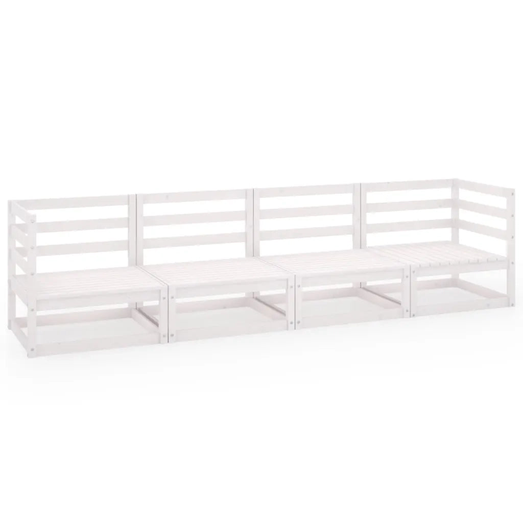 Divano da Giardino a 4 Posti Bianco in Legno Massello di Pinocod mxl 120693