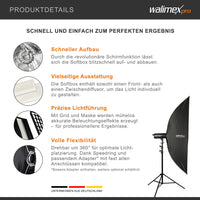 Studio Striplight Softbox 40x180cm, ruotabile a 360°, facile da montare grazie alla funzione ombrello, con griglia, maschera, adattatore, ideale per la fotografia di prodotti e persone