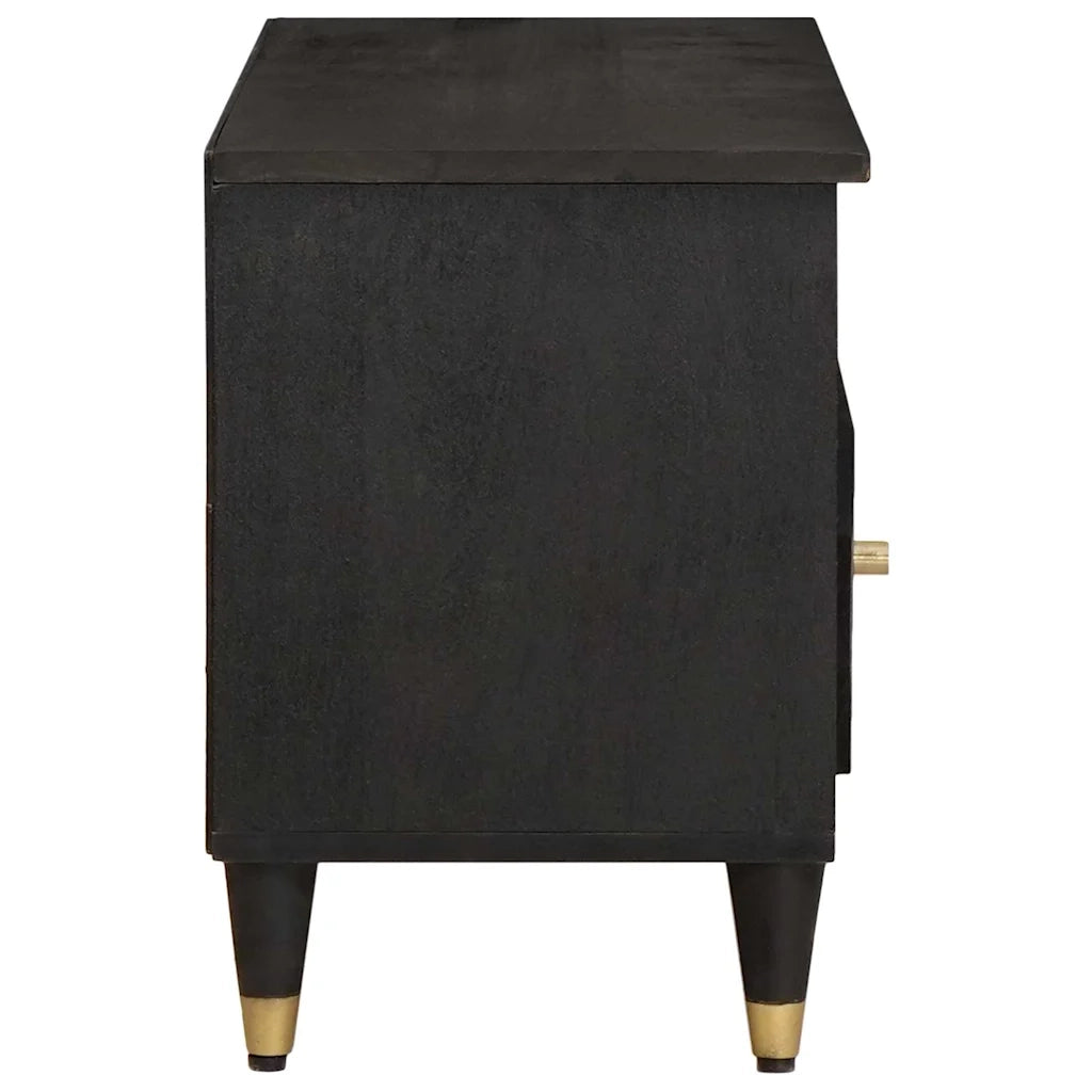 Mobile TV Nero 100 x 33 x 46 cm Legno di mango massello