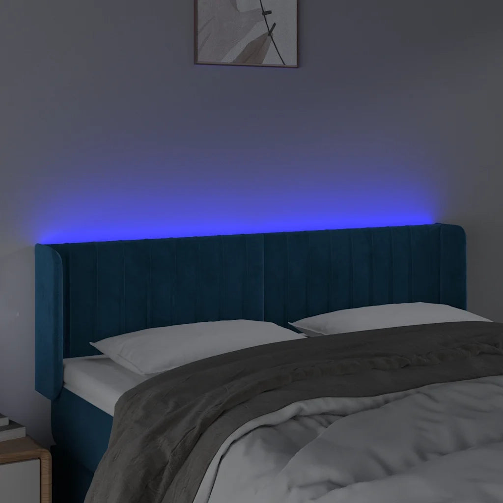 Testiera a LED Blu Scuro 147x16x78/88 cm in Velluto 3123526