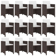 Set da Pranzo da Giardino 13 pz con Cuscini Polyrattan Marrone 42552