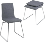 Set di 2 Sedie per Sala da Pranzo 52 x 47 x 88 cm, Sedie Imbottite per Cucina con Schienale Pieghevole e Struttura in Metallo, Adata per Ristorante, Grigio