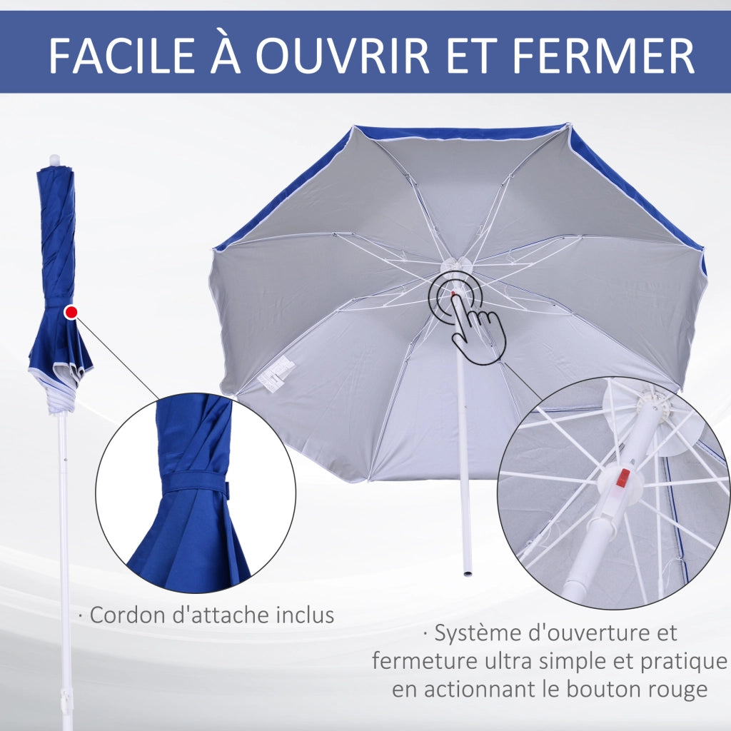 Ombrellone da giardino pieghevole ottagonale ¨C zephmum ¨C 160 cm blu tessuto anti-UV