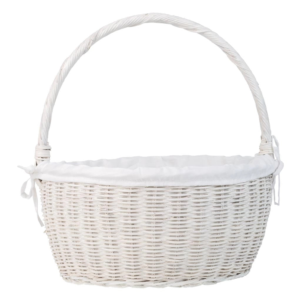 Cestino tondo in midollo con fodera bianca 34x34x16-37h