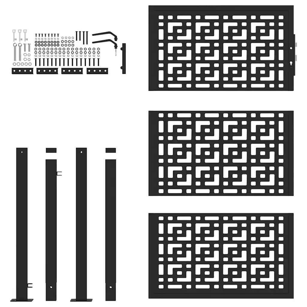 Cancello Giardino Nero 105x155 cm in Acciaio Design a Croce