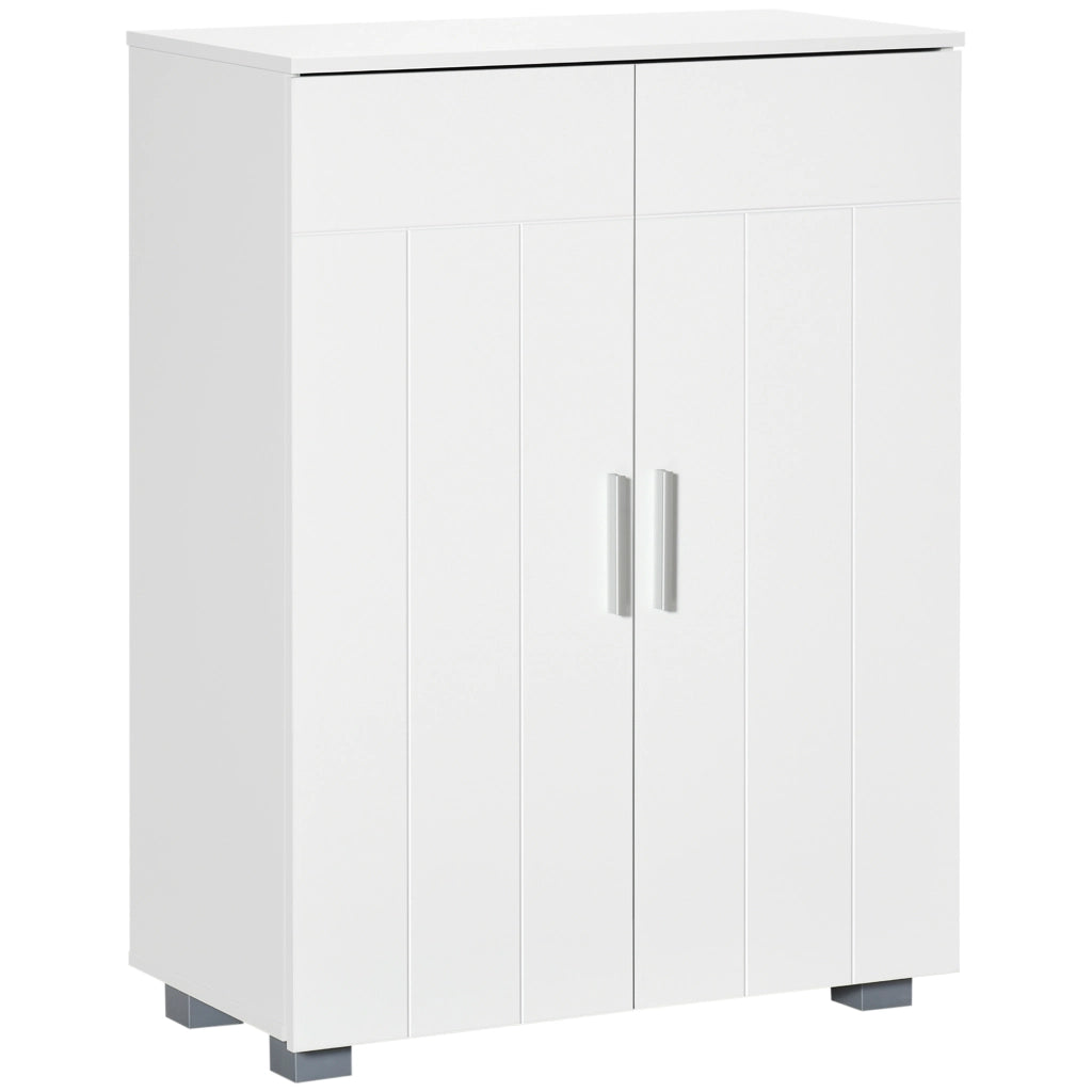 Mobile Bagno 2 Ante 2 Ripiani Aggiustabili ¨C zephmum ¨C Bianco 60x30x80 cm
