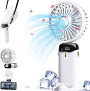 Ventilatore portatile – Ricaricabile e portatile – 5 velocità – USB-C – Ventilatore da tavolo e portatile – Silenzioso e potente – Bianco