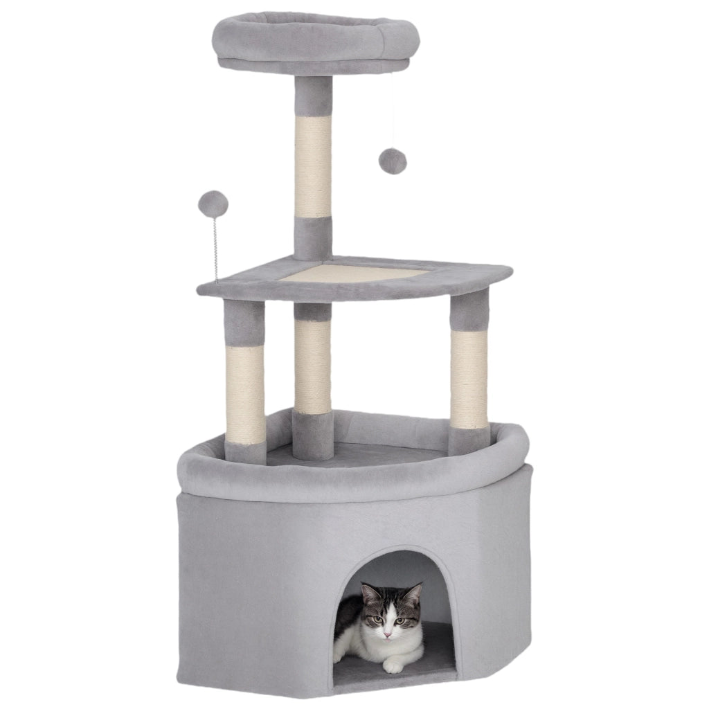 Tiragraffi per Gatti con Piattaforme ¨C Xylo ¨C Sisal Grigio Chiaro 49x49x114cm