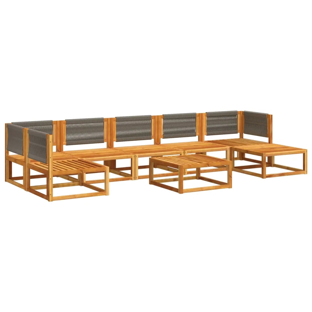 vidaXL Set di divani da giardino 8 pezzi con cuscini in legno di acacia e corda