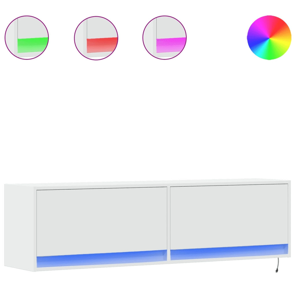 Mobile TV a Parete con Luci LED-Mobile TV a Muro Bianco 140x31x38 cm
