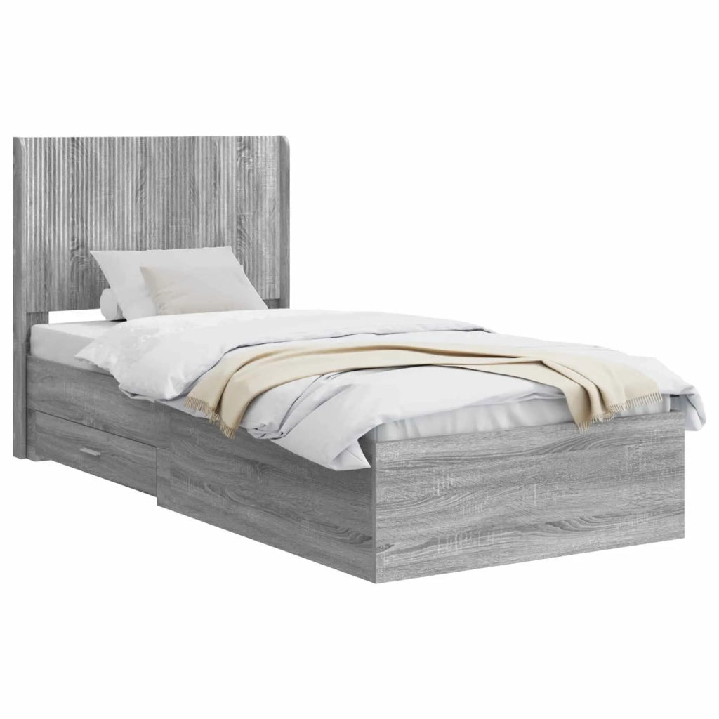 Struttura del letto con stoccaggio e testata Sonoma grigio 3414146