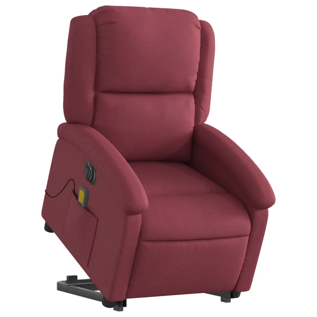 Poltrona Alzapersona Massaggiante Elettrica Rosso Vino Tessuto 3204203