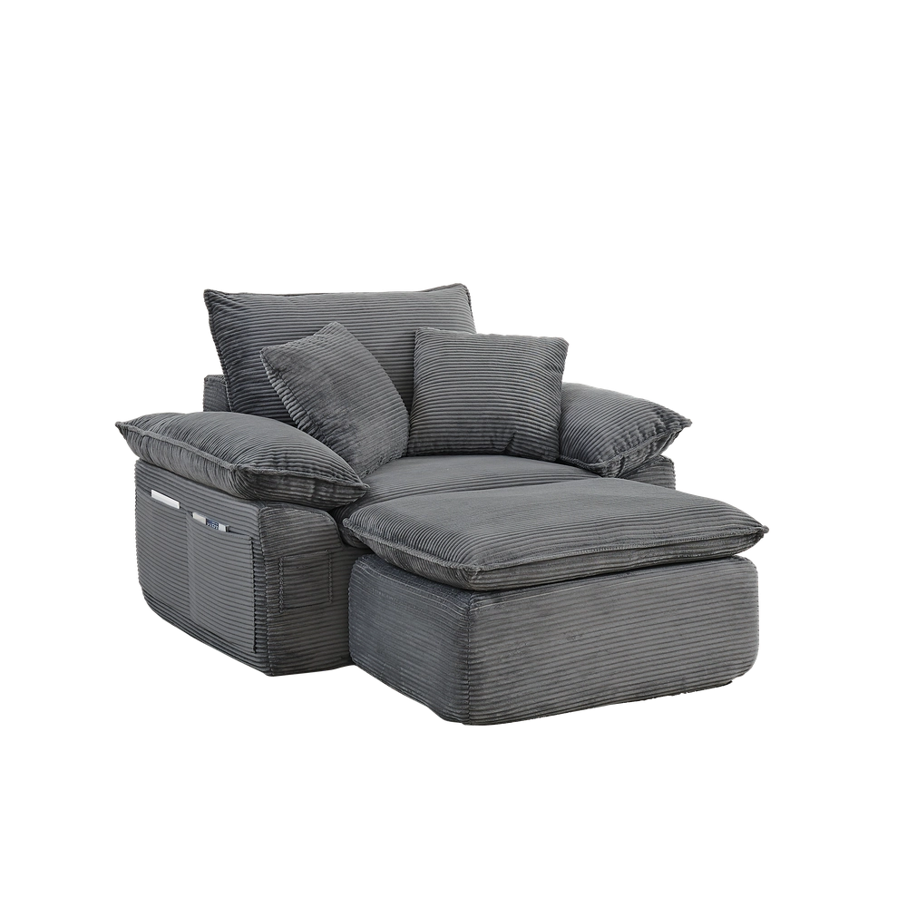 Divano Modulare da Terra con Funzione Letto ¨C Xylo ¨C Tessuto Morbido, Poggiapiedi, Tasche