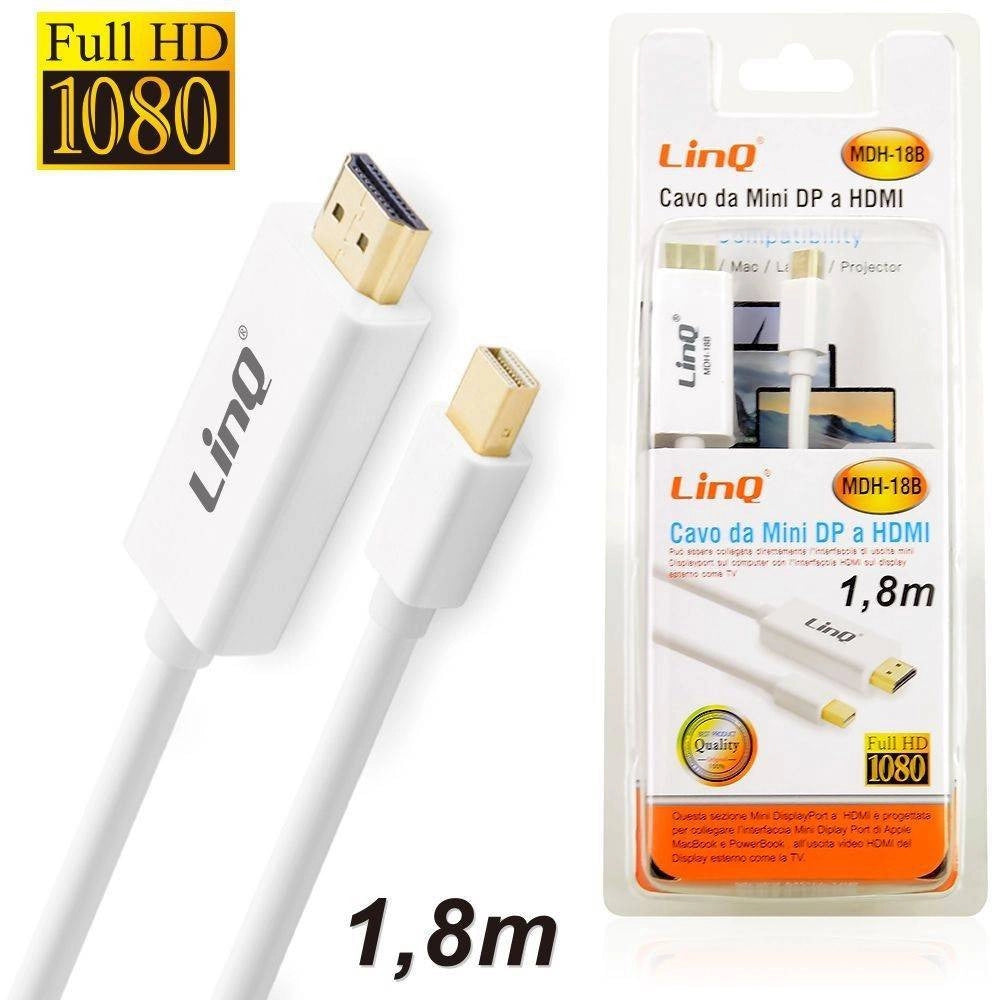 Trade Shop - Cavo Adattatore Mini Displayport Maschio A Hdmi Maschio 1.8mt Full Hd 1080 Mdh-18b -