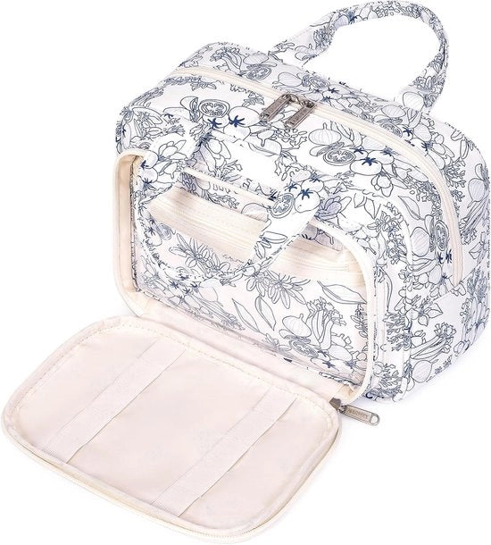 Borse da Bagno per Donne, Uomini e Bambini – Grandi Borse con Fiori Blu Scuro – Borse da Viaggio Unisex con Grande Capacità di Ripostiglio