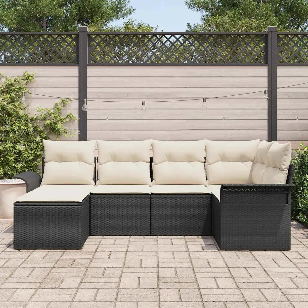Set Divano da Giardino con archiviazione 6 pcs Nero polyrattan 3354096