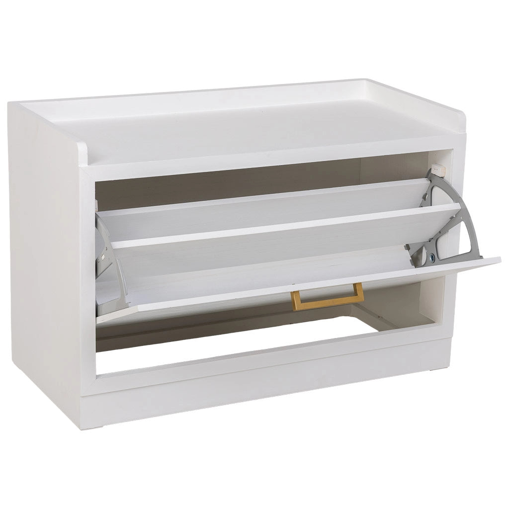 Panca porta scarpe in legno e metallo bianco 80x38x53