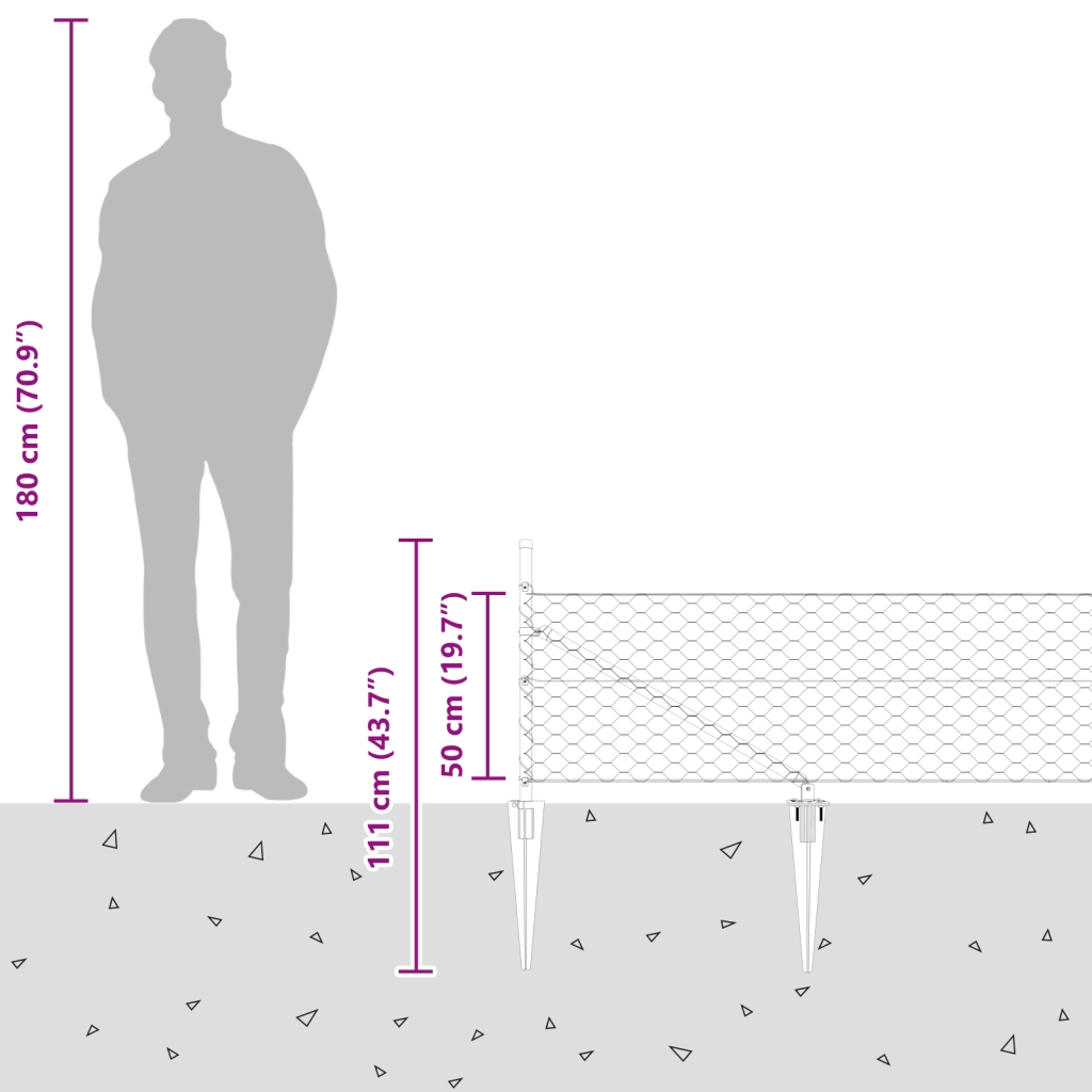 Recinzione a Esagono  Grigia 0.5x100 m Acciaio
