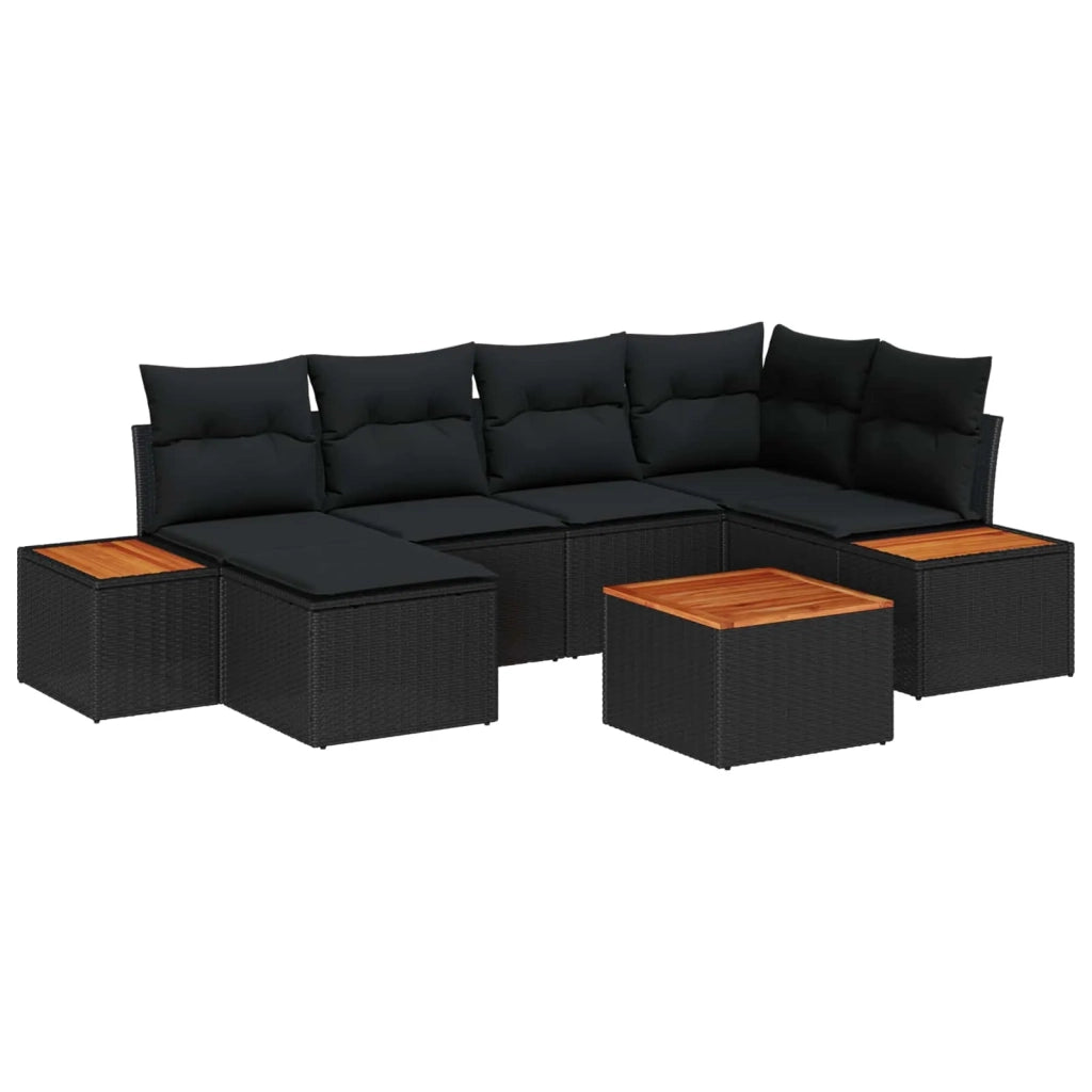 Set Divano da Giardino con cuscino 7 pcs Nero polyrattan 3348124