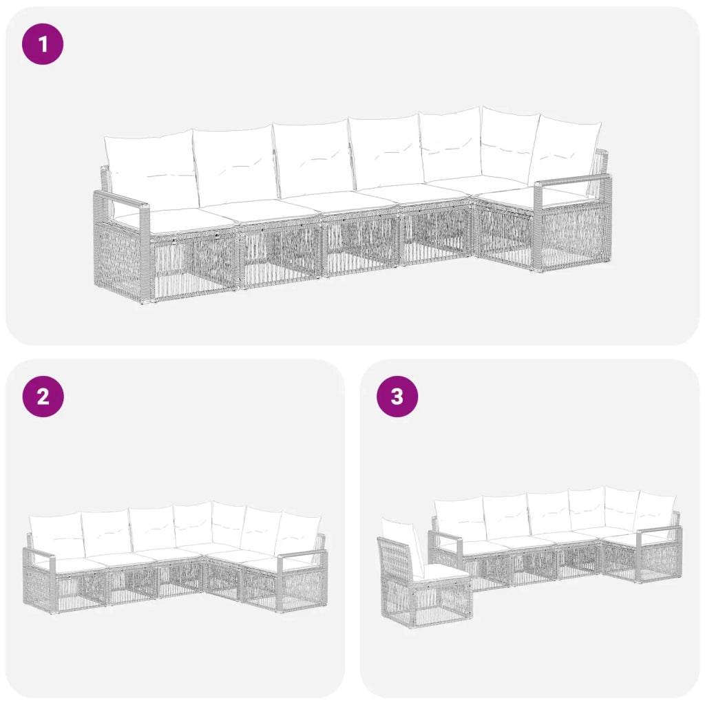 Set Divano da Giardino 6 pcs Nero polyrattan 3435715