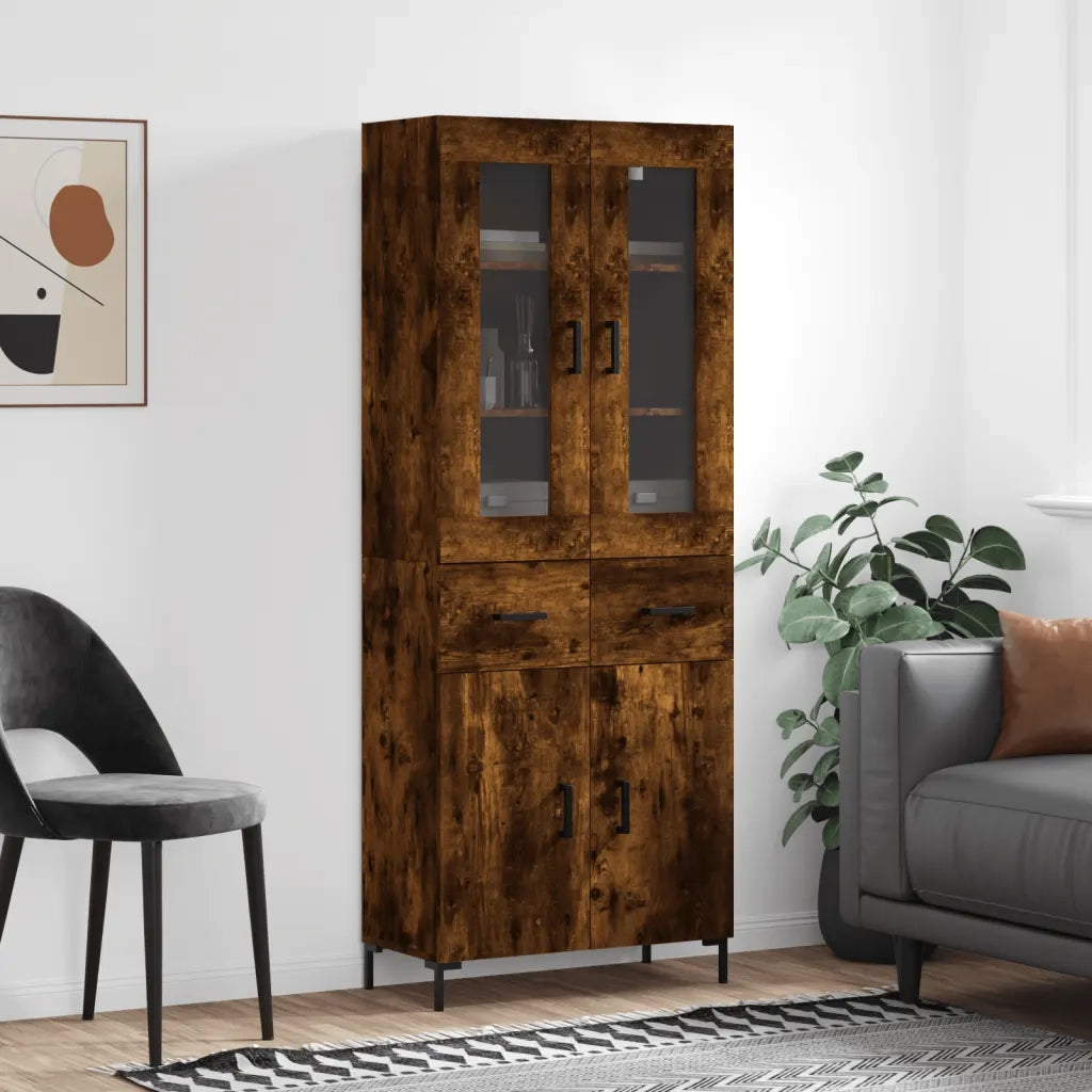 Credenza | Madia | Buffet da pranzo | Armadio da pranzo Rovere Fumo 69,5x34x180 cm in Legno Multistrato