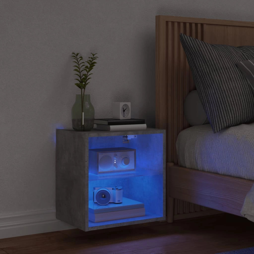Comodino con Luci LED a Parete Grigio Cementocod mxl 134018