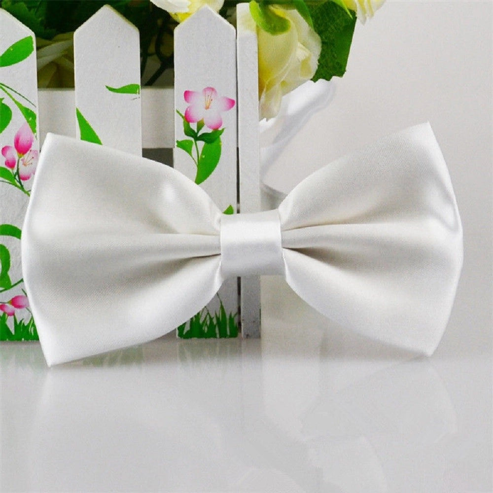 Trade Shop - Papillon Cravattino Bambino Seta Raso Bimbo Farfalla Per Cerimonie Vari Colori - Bianco