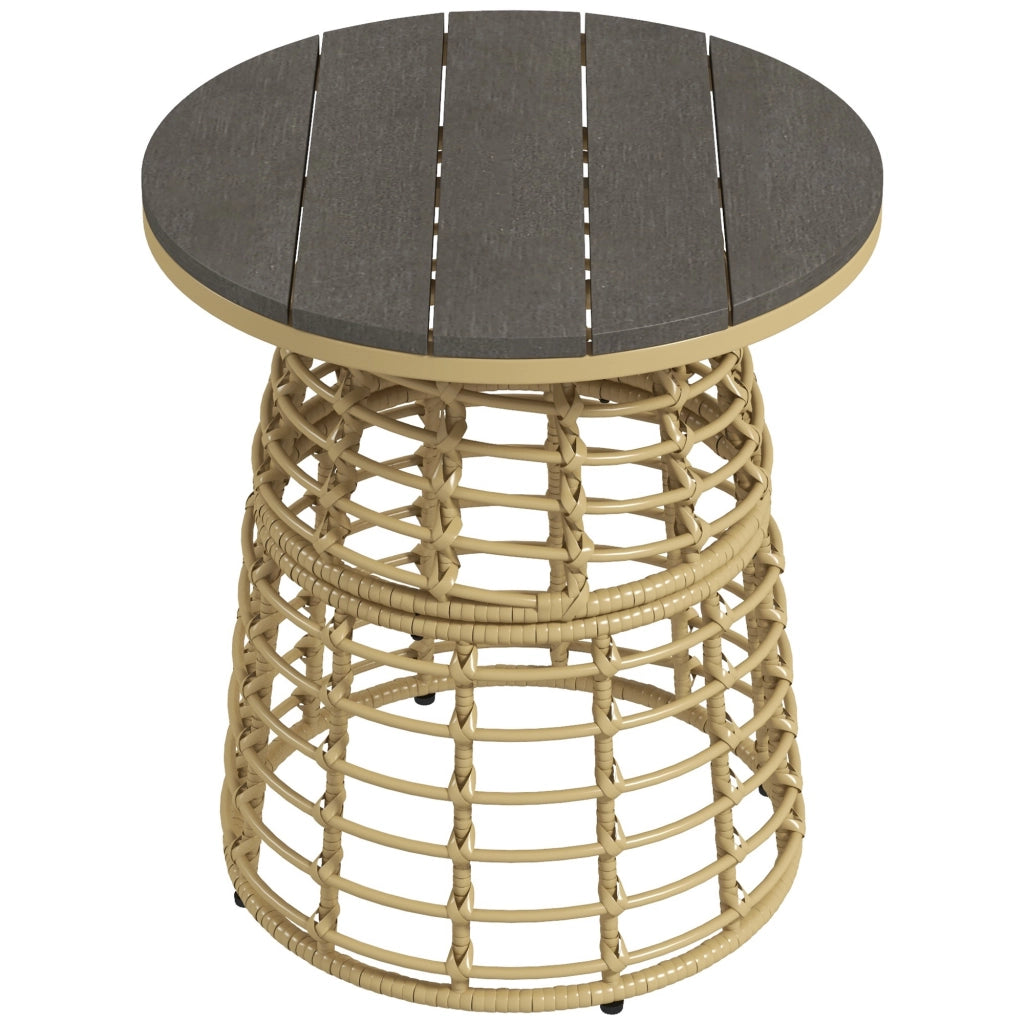 Tavolino da giardino rotondo effetto rattan ¨C Xylo ¨C ?45x50H cm metallo piano composito
